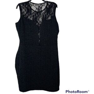 Dots Black Dress With Lace In Front And Back